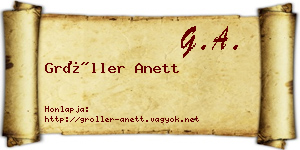 Gröller Anett névjegykártya